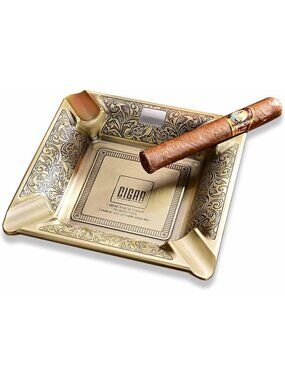 Large Metal Cigar Ashtray with 4 Slots - Perfect for Home & Office Gifts for Men